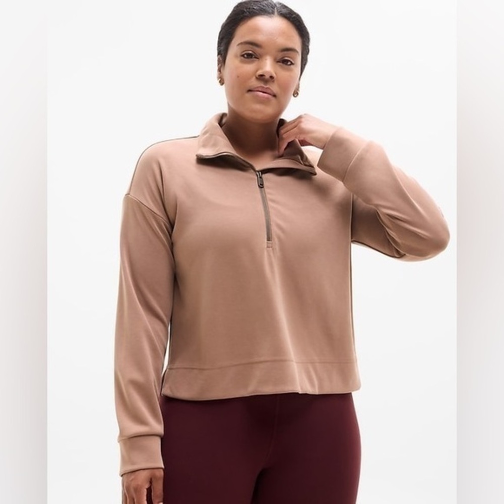 Athleta Seasoft Quarter Zip Pullover in Auburn Size Small